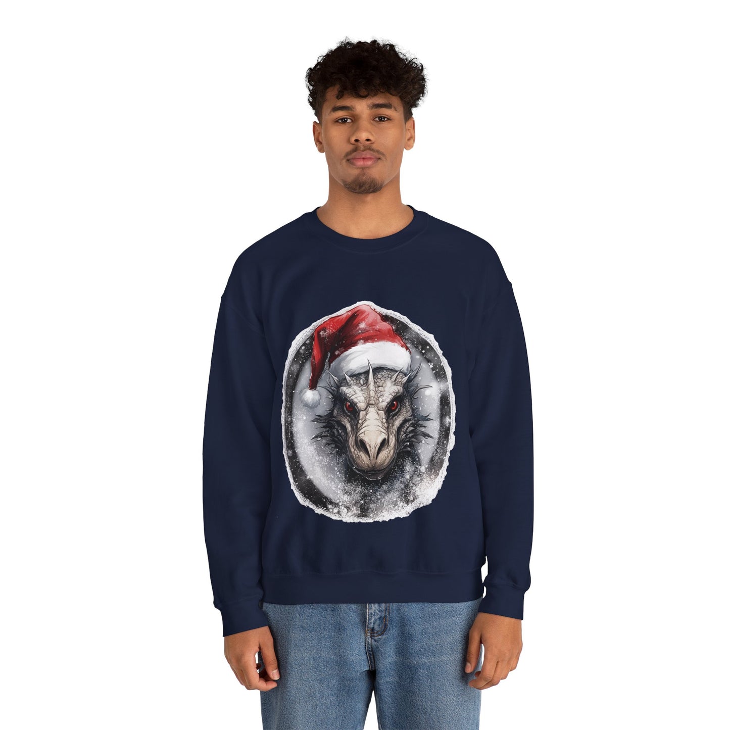 Mystical Winter Dragon: Unisex Cozy Crewneck Sweatshirt