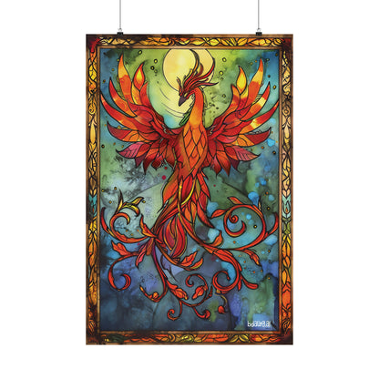 Fiery Phoenix Matte Vertical Poster (Style 7)