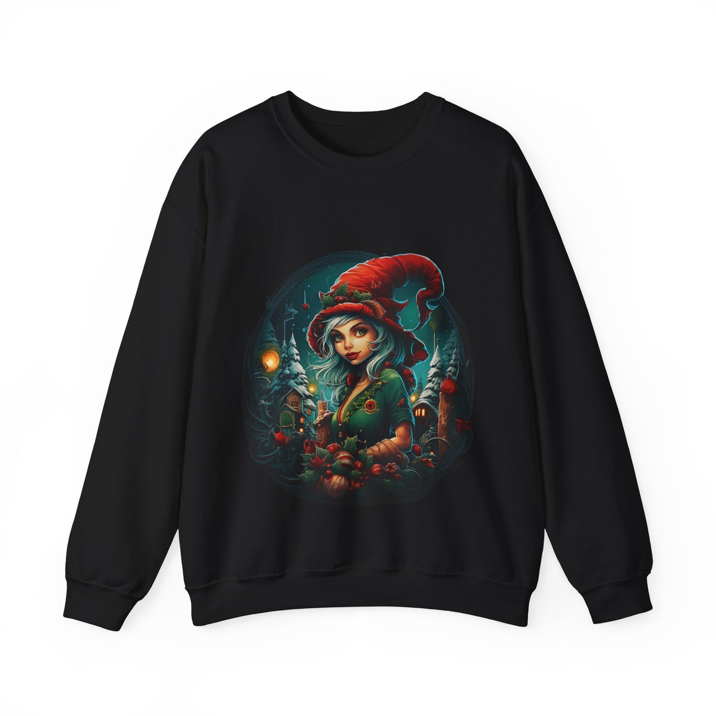 Vintage Elf Magic: Cozy Christmas Unisex Heavy Blend™ Crewneck Sweatshirt