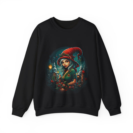 Vintage Elf Magic: Cozy Christmas Unisex Heavy Blend™ Crewneck Sweatshirt