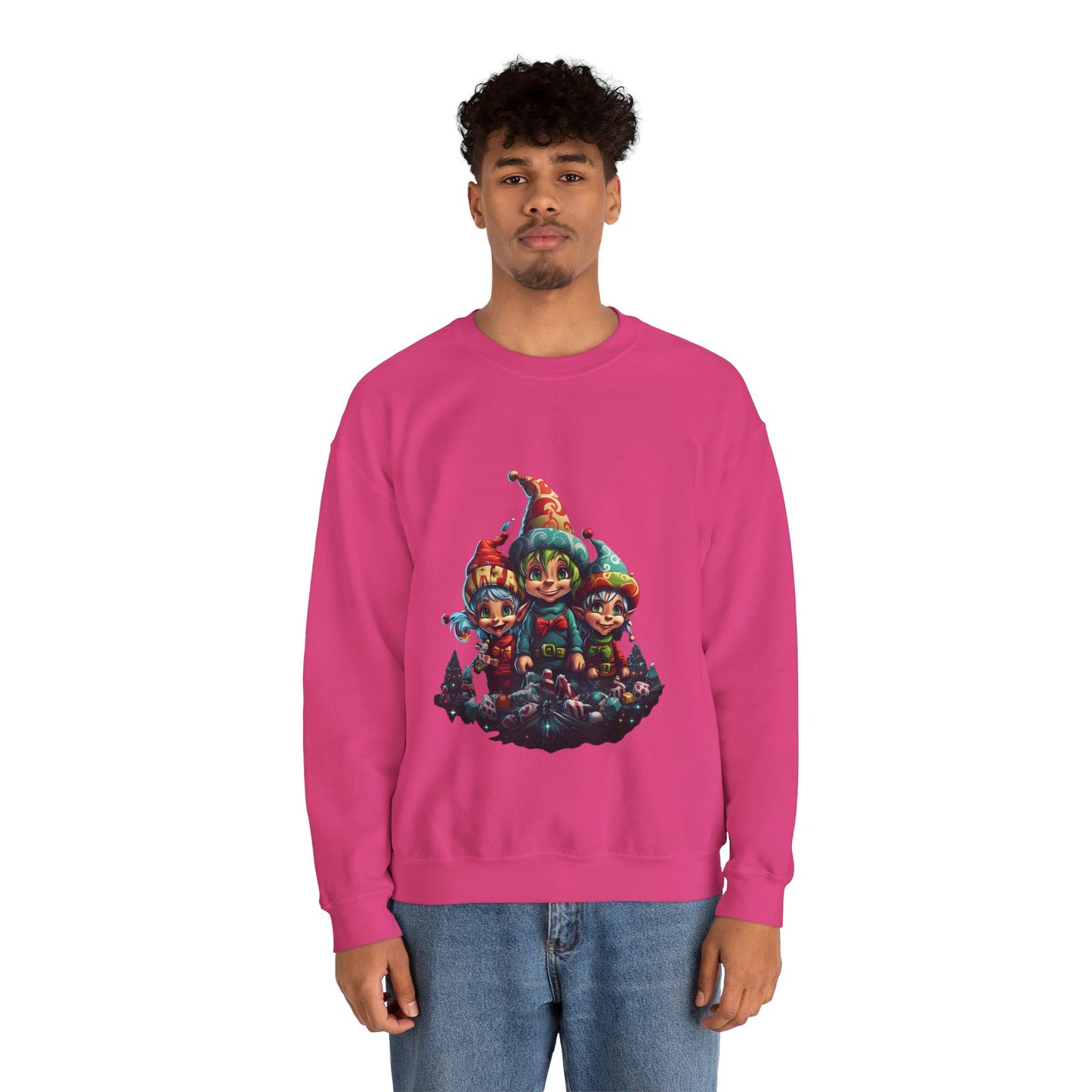 Elfin Magic: Trio of Colorful Elves Unisex Heavy Blend™ Crewneck Sweatshirt