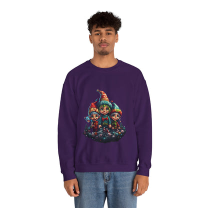 Elfin Magic: Trio of Colorful Elves Unisex Heavy Blend™ Crewneck Sweatshirt