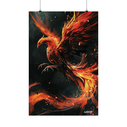 Fiery Phoenix Matte Vertical Poster (Style 2)