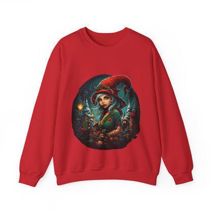 Vintage Elf Magic: Cozy Christmas Unisex Heavy Blend™ Crewneck Sweatshirt