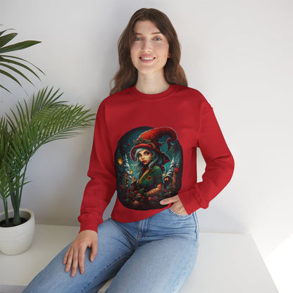 Vintage Elf Magic: Cozy Christmas Unisex Heavy Blend™ Crewneck Sweatshirt