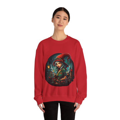 Vintage Elf Magic: Cozy Christmas Unisex Heavy Blend™ Crewneck Sweatshirt