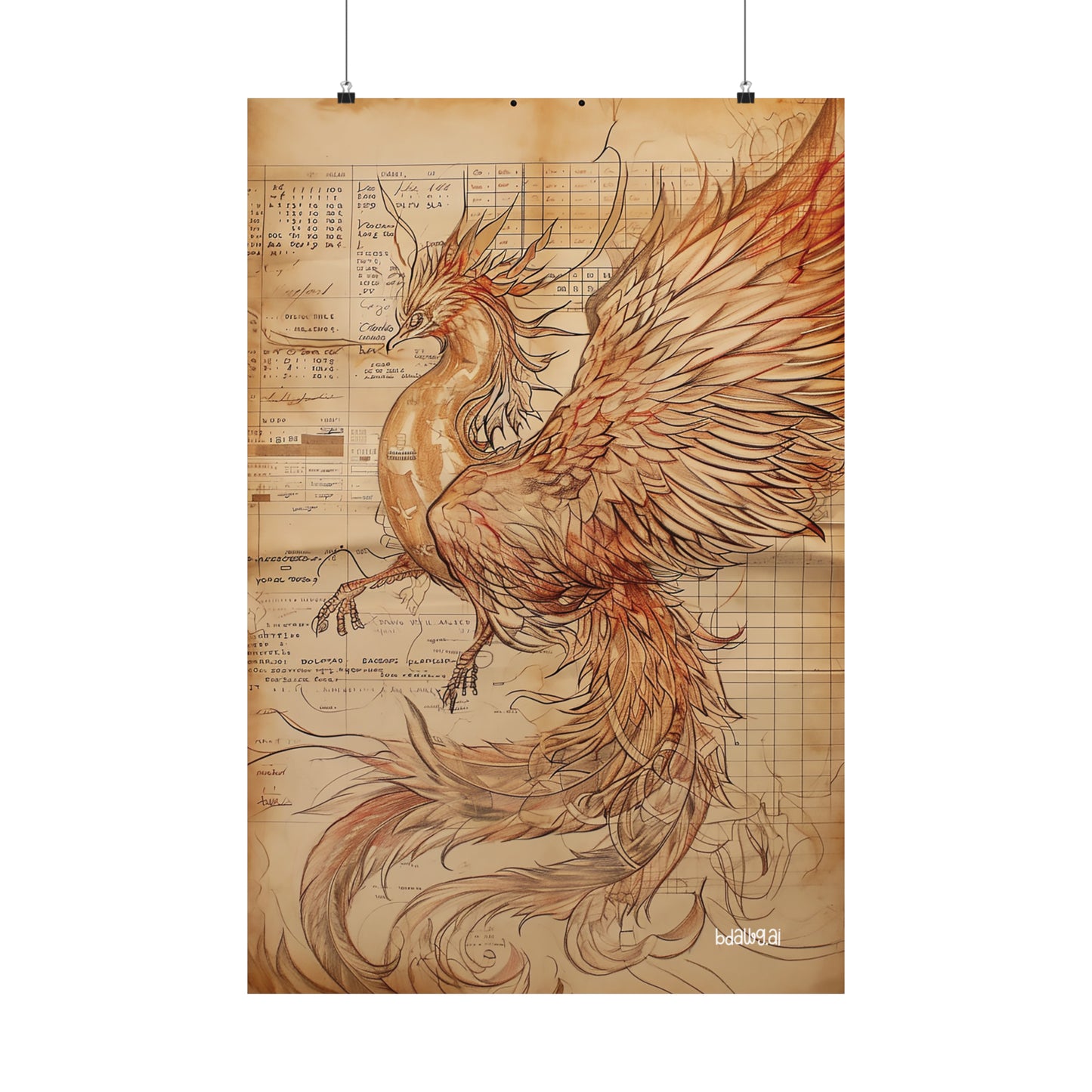 Fiery Phoenix Matte Vertical Poster (Style 9)