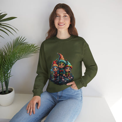 Elfin Magic: Trio of Colorful Elves Unisex Heavy Blend™ Crewneck Sweatshirt