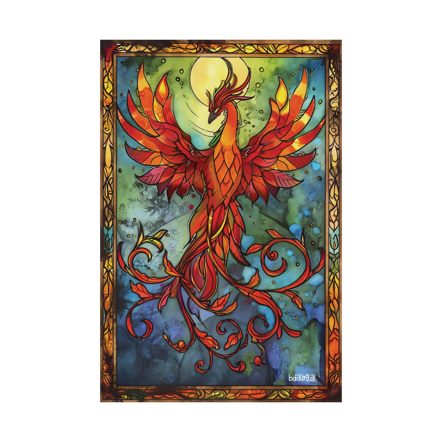 Fiery Phoenix Matte Vertical Poster (Style 7)