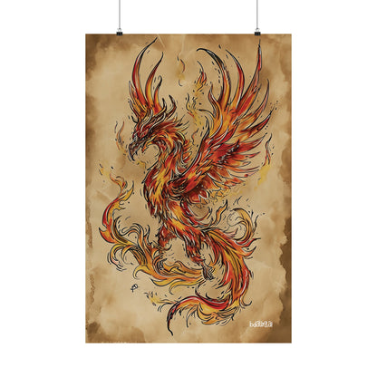 Fiery Phoenix Matte Vertical Poster (Style A)