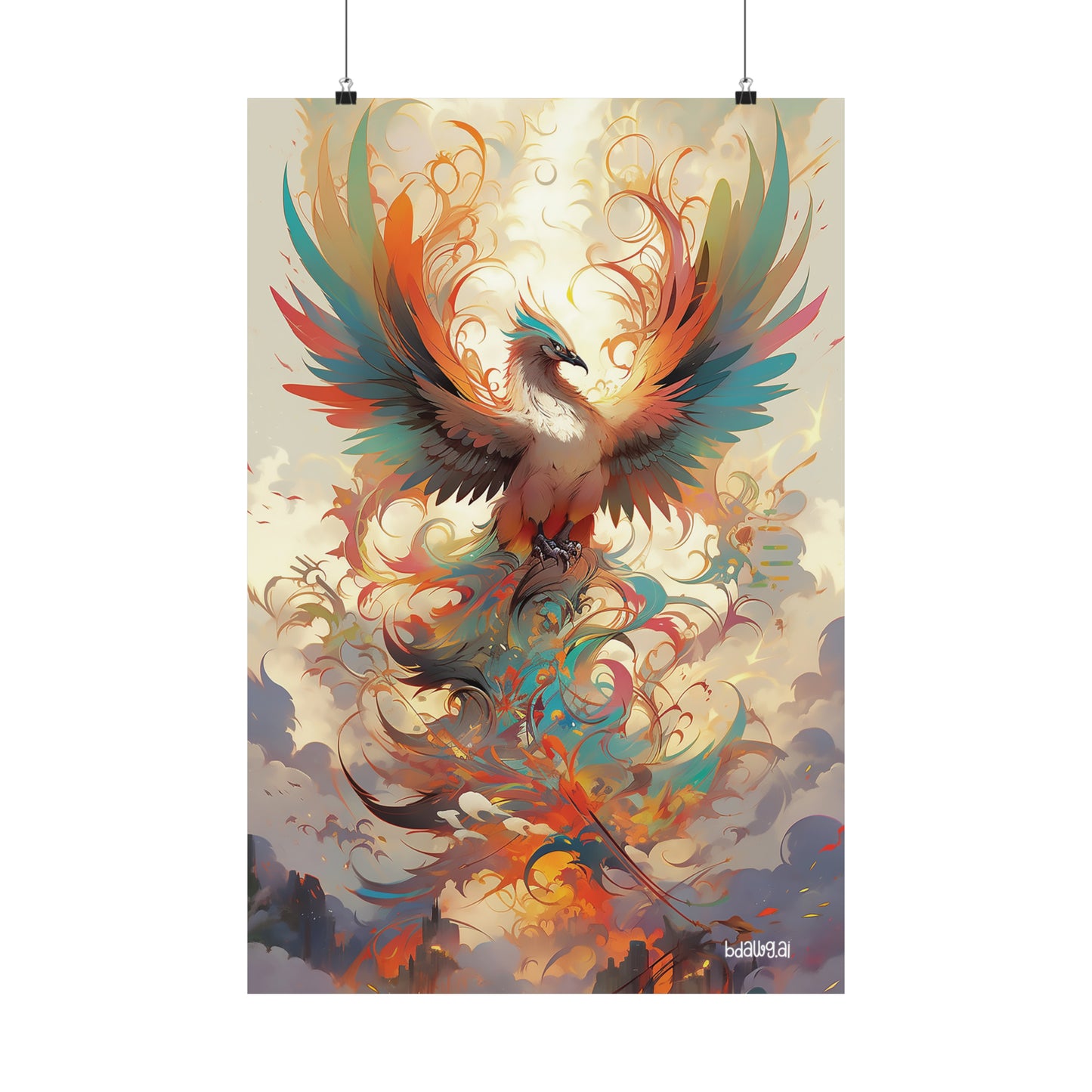 Fiery Phoenix Matte Vertical Poster (Style 3)