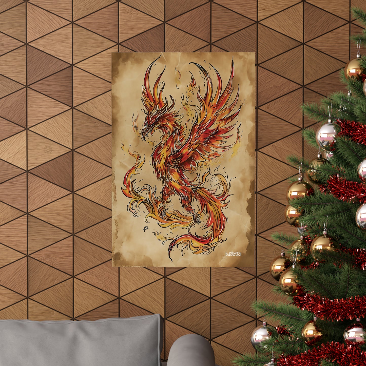 Fiery Phoenix Matte Vertical Poster (Style A)