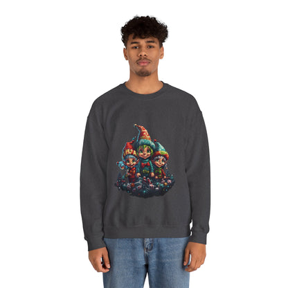 Elfin Magic: Trio of Colorful Elves Unisex Heavy Blend™ Crewneck Sweatshirt