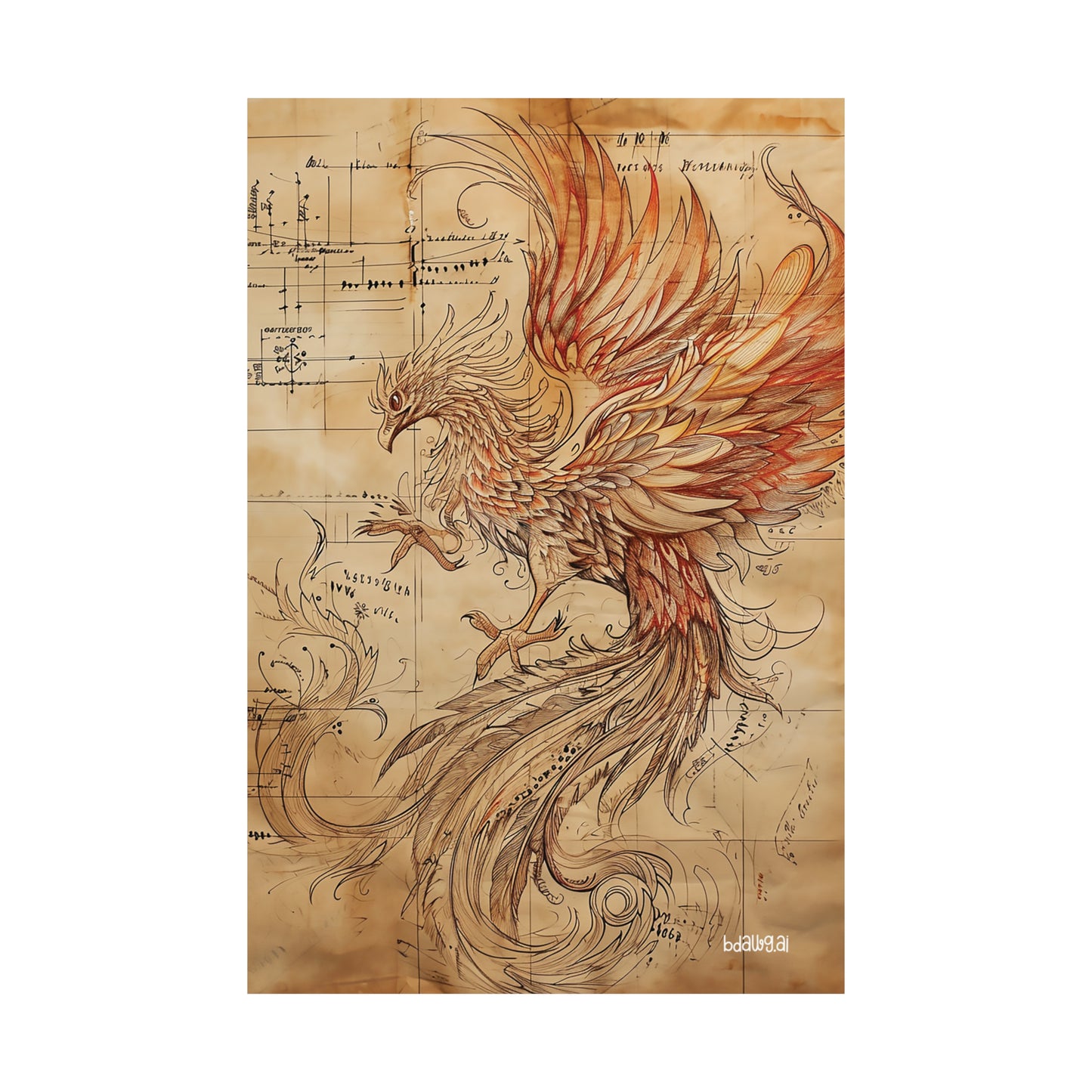 Fiery Phoenix Matte Vertical Poster (Style C)