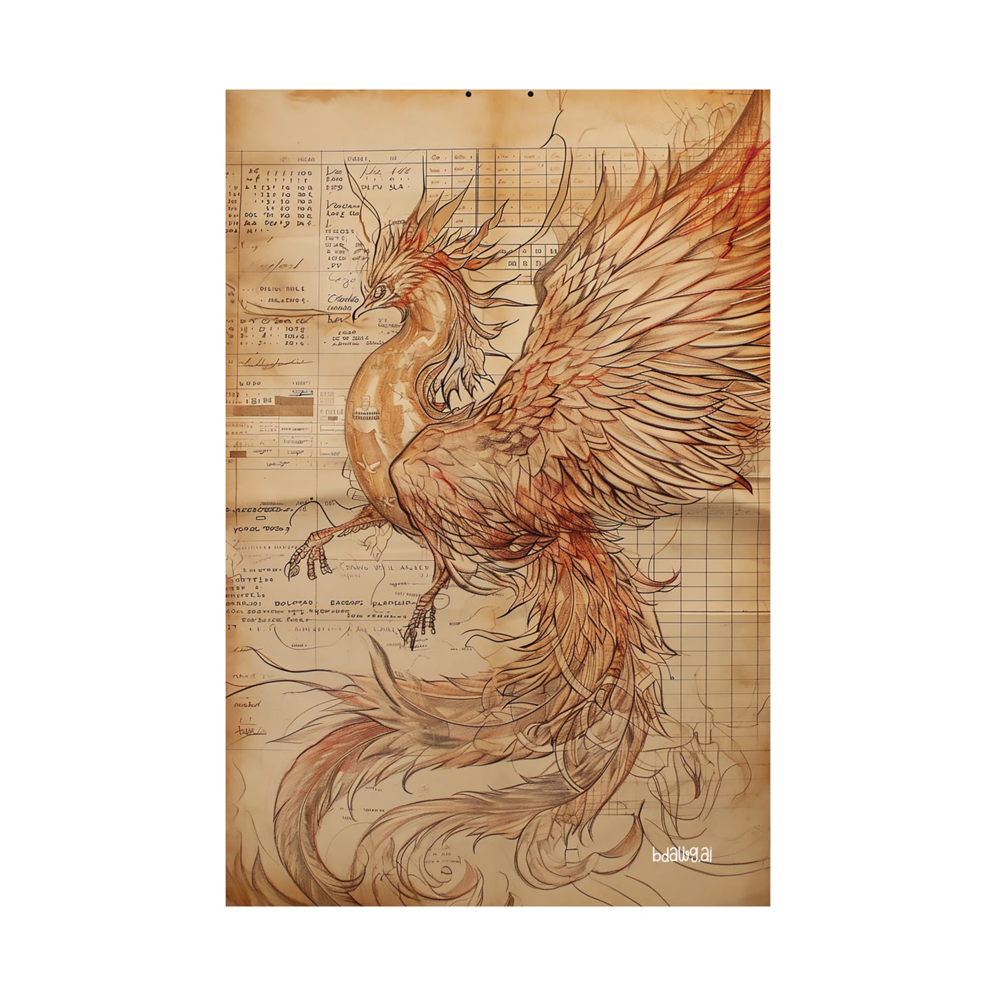 Fiery Phoenix Matte Vertical Poster (Style 9)