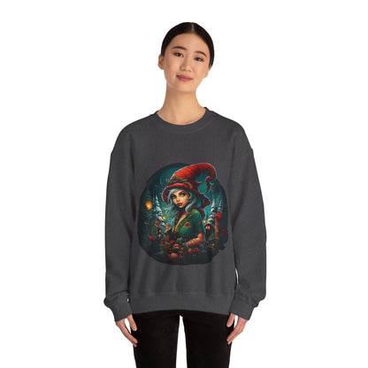 Vintage Elf Magic: Cozy Christmas Unisex Heavy Blend™ Crewneck Sweatshirt