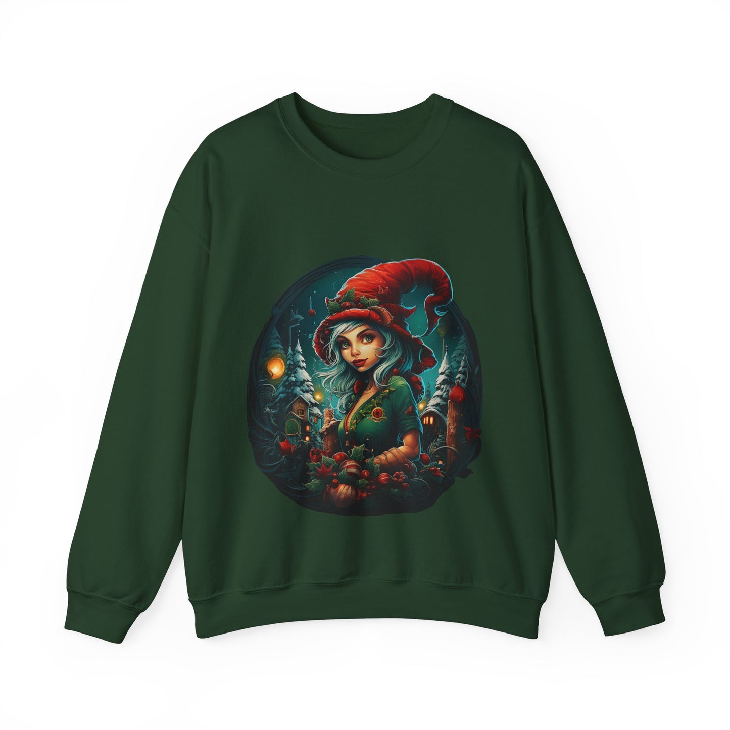 Vintage Elf Magic: Cozy Christmas Unisex Heavy Blend™ Crewneck Sweatshirt