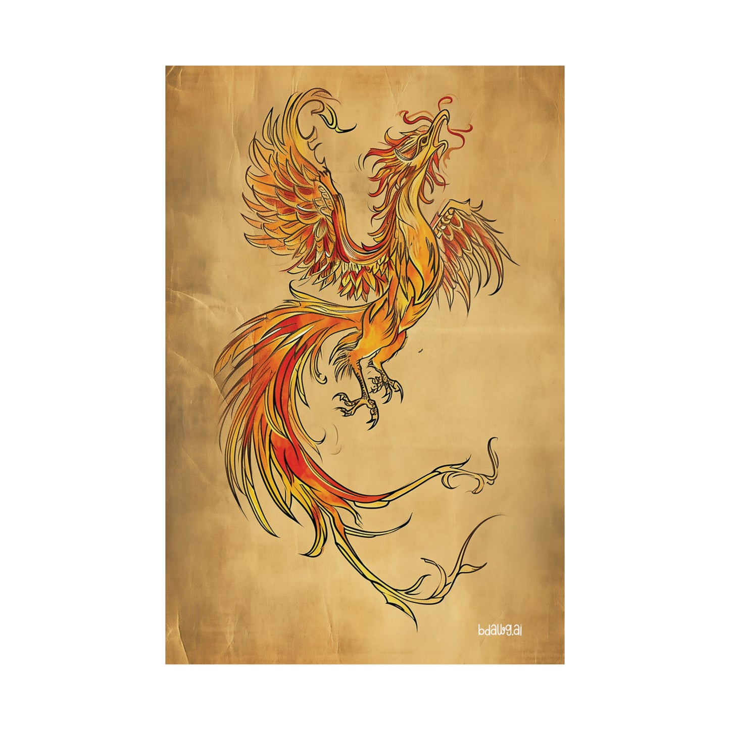 Fiery Phoenix Matte Vertical Poster (Style 5)