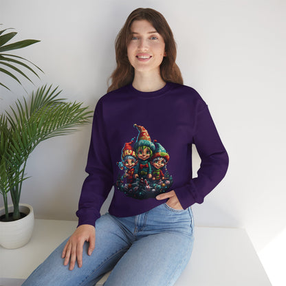 Elfin Magic: Trio of Colorful Elves Unisex Heavy Blend™ Crewneck Sweatshirt